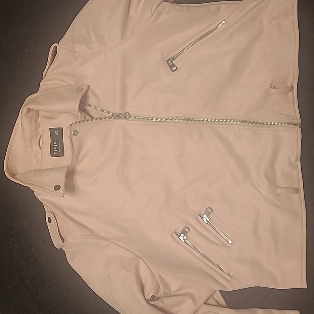 Pale Pink Suede Moto Jacket